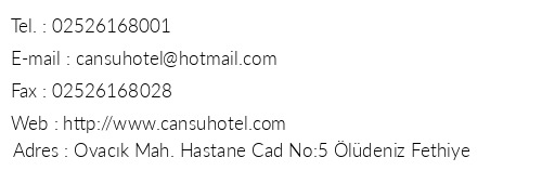 Cansu Hotel telefon numaralar, faks, e-mail, posta adresi ve iletiim bilgileri
